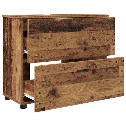 vidaXL Bathroom Furniture Set 3 pcs Old wood 76.5 x 35 x 64 cm