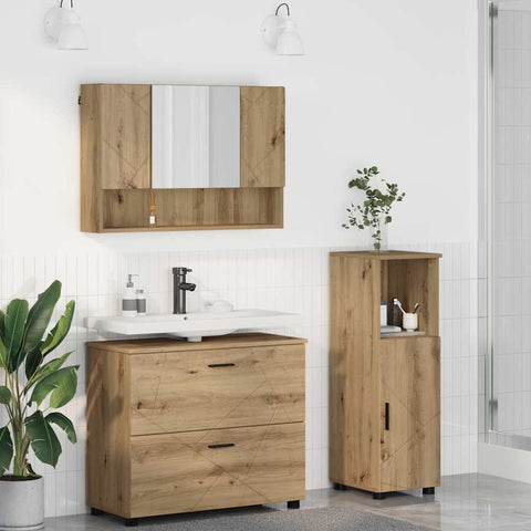 vidaXL Bathroom Furniture Set 3 pcs Artisan oak 76.5 x 35 x 64 cm