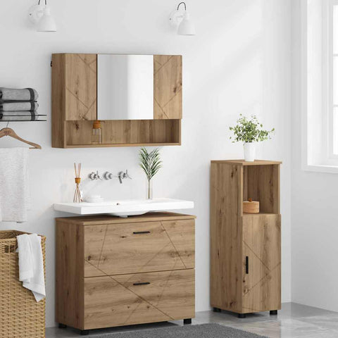 vidaXL Bathroom Furniture Set 3 pcs Artisan oak 76.5 x 35 x 64 cm