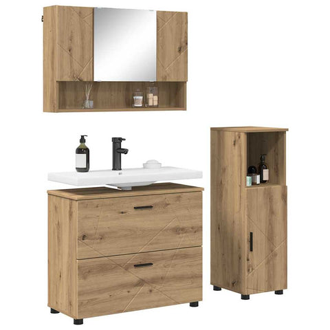 vidaXL Bathroom Furniture Set 3 pcs Artisan oak 76.5 x 35 x 64 cm