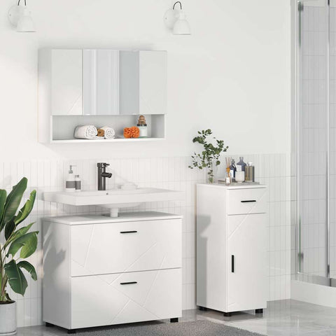 vidaXL Bathroom Furniture Set with Shelf 3 pcs White 76.5 x 35 x 64 cm