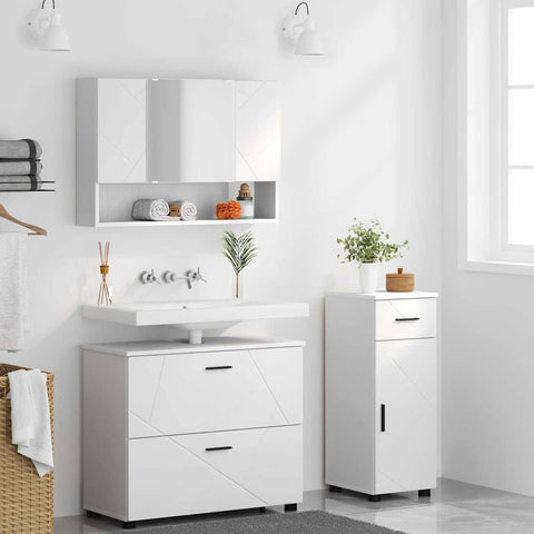 vidaXL Bathroom Furniture Set with Shelf 3 pcs White 76.5 x 35 x 64 cm