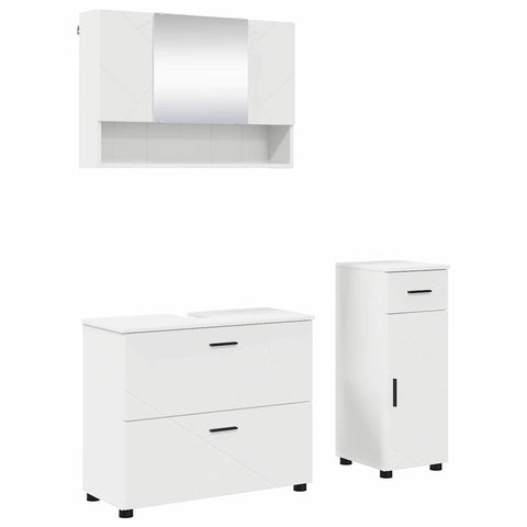 vidaXL Bathroom Furniture Set with Shelf 3 pcs White 76.5 x 35 x 64 cm