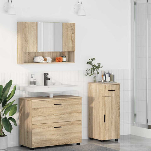 vidaXL Bathroom Furniture Set 3 pcs Sonoma oak 76.5 x 35 x 64 cm