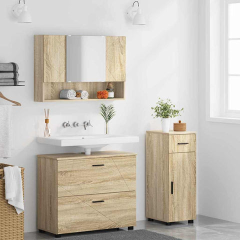 vidaXL Bathroom Furniture Set 3 pcs Sonoma oak 76.5 x 35 x 64 cm