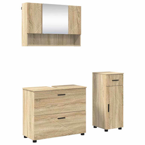 vidaXL Bathroom Furniture Set 3 pcs Sonoma oak 76.5 x 35 x 64 cm