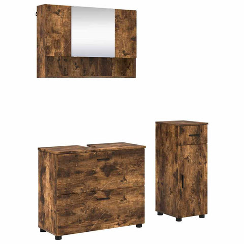 vidaXL Bathroom Furniture Set 3 pcs Smoked oak 76.5 x 35 x 64 cm