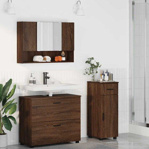 vidaXL Bathroom Furniture Set 3 pcs Brown oak 76.5 x 35 x 64 cm