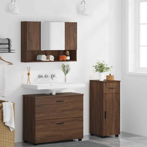 vidaXL Bathroom Furniture Set 3 pcs Brown oak 76.5 x 35 x 64 cm