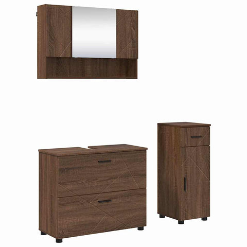 vidaXL Bathroom Furniture Set 3 pcs Brown oak 76.5 x 35 x 64 cm