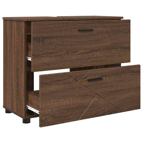 vidaXL Bathroom Furniture Set 3 pcs Brown oak 76.5 x 35 x 64 cm