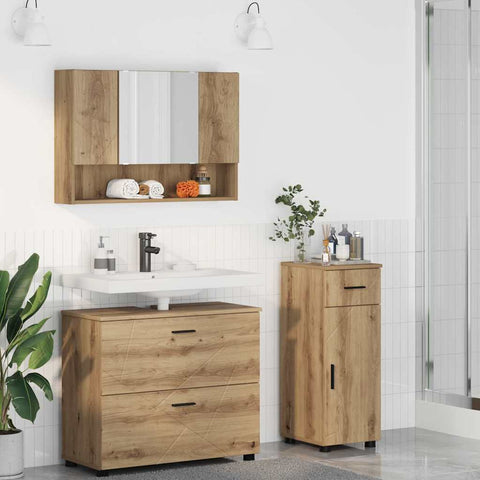 vidaXL Bathroom Furniture Set 3 pcs Artisan oak 76.5 x 35 x 64 cm