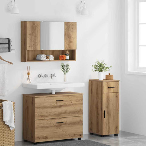 vidaXL Bathroom Furniture Set 3 pcs Artisan oak 76.5 x 35 x 64 cm