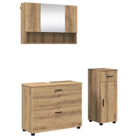 vidaXL Bathroom Furniture Set 3 pcs Artisan oak 76.5 x 35 x 64 cm