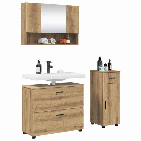 vidaXL Bathroom Furniture Set 3 pcs Artisan oak 76.5 x 35 x 64 cm