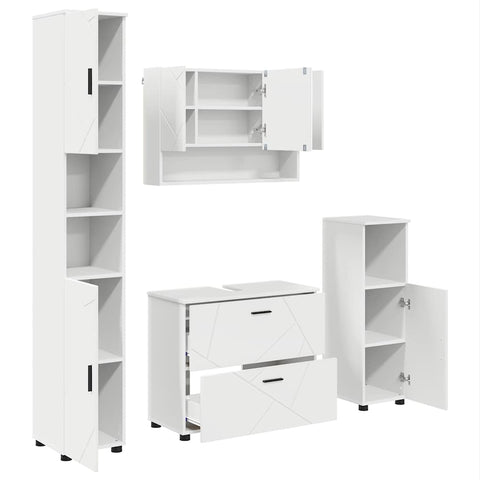 vidaXL Bathroom Furniture Set with Drawer 4 pcs White 30 x 35 x 192 cm