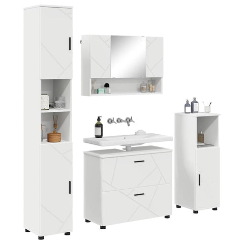 vidaXL Bathroom Furniture Set with Drawer 4 pcs White 30 x 35 x 192 cm