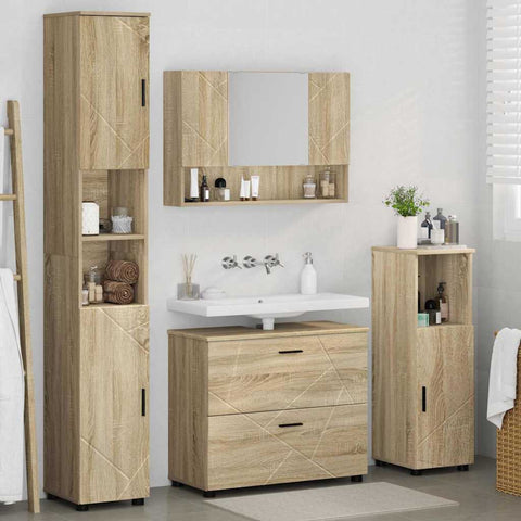 vidaXL Bathroom Furniture Set 4 pcs Sonoma oak 30 x 35 x 192 cm