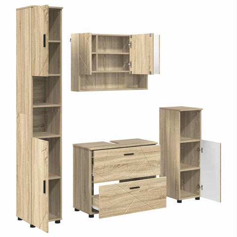 vidaXL Bathroom Furniture Set 4 pcs Sonoma oak 30 x 35 x 192 cm
