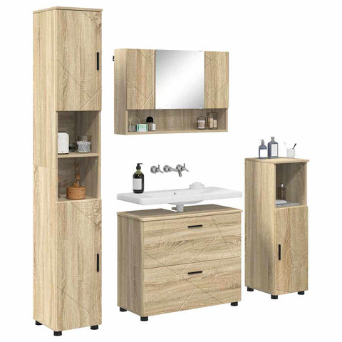 vidaXL Bathroom Furniture Set 4 pcs Sonoma oak 30 x 35 x 192 cm