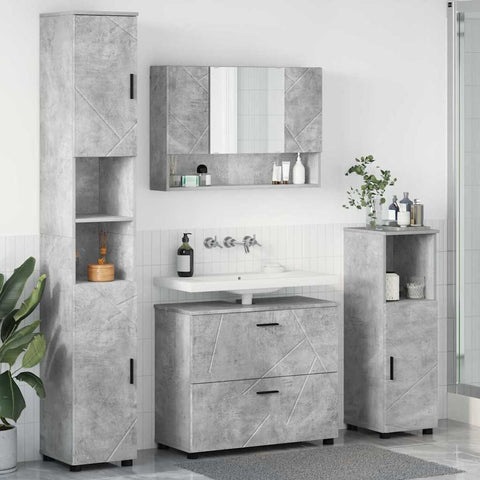 vidaXL Bathroom Furniture Set 4 pcs Concrete grey 30 x 35 x 192 cm