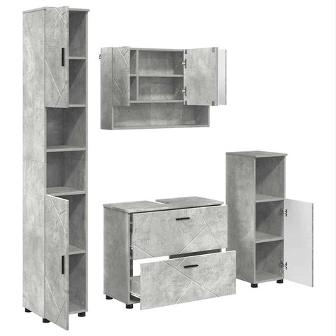 vidaXL Bathroom Furniture Set 4 pcs Concrete grey 30 x 35 x 192 cm