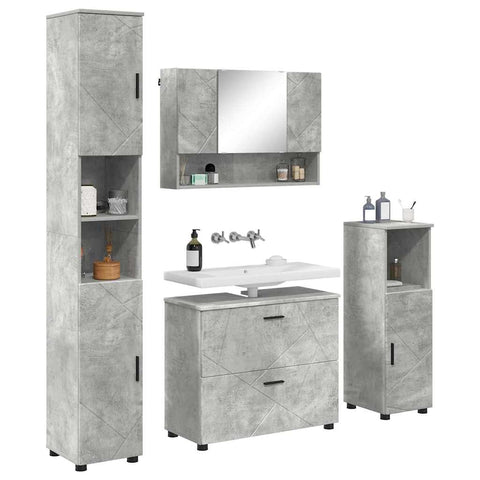 vidaXL Bathroom Furniture Set 4 pcs Concrete grey 30 x 35 x 192 cm