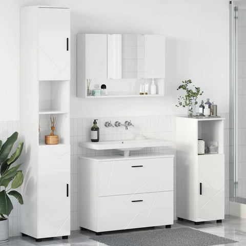 vidaXL Bathroom Furniture Set 4 pcs High gloss white 30 x 35 x 192 cm