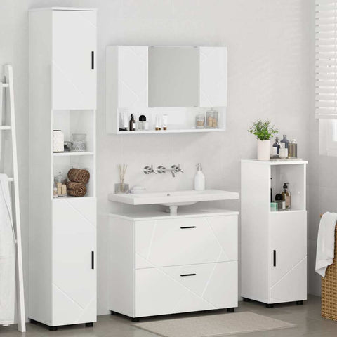 vidaXL Bathroom Furniture Set 4 pcs High gloss white 30 x 35 x 192 cm