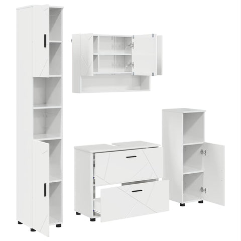 vidaXL Bathroom Furniture Set 4 pcs High gloss white 30 x 35 x 192 cm