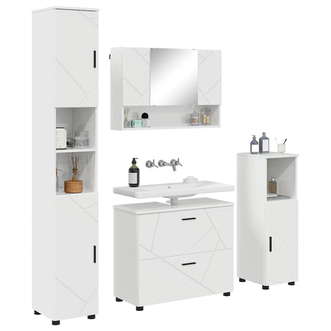 vidaXL Bathroom Furniture Set 4 pcs High gloss white 30 x 35 x 192 cm