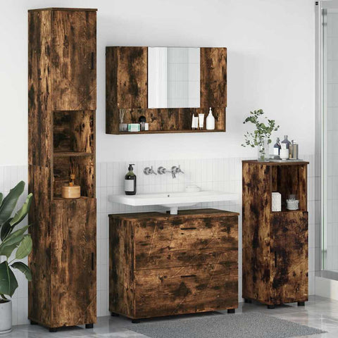 vidaXL Bathroom Furniture Set 4 pcs Smoked oak 30 x 35 x 192 cm
