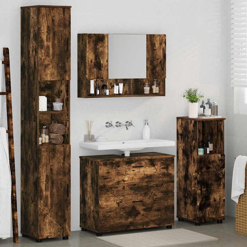 vidaXL Bathroom Furniture Set 4 pcs Smoked oak 30 x 35 x 192 cm
