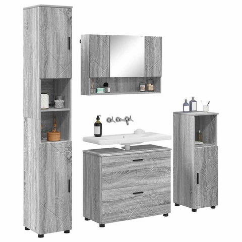 vidaXL Bathroom Furniture Set 4 pcs Grey sonoma 30 x 35 x 192 cm