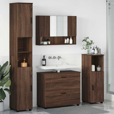 vidaXL Bathroom Furniture Set 4 pcs Brown oak 30 x 35 x 192 cm