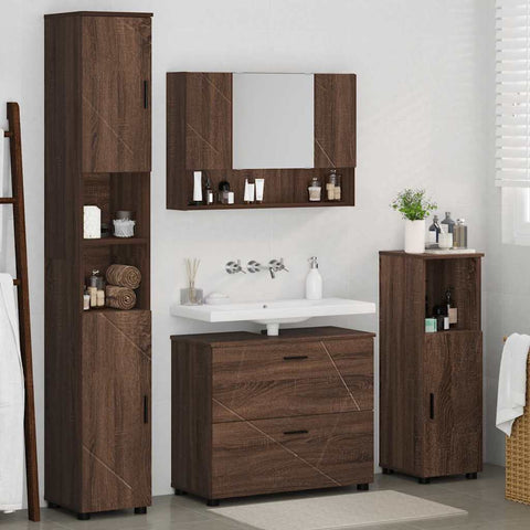 vidaXL Bathroom Furniture Set 4 pcs Brown oak 30 x 35 x 192 cm