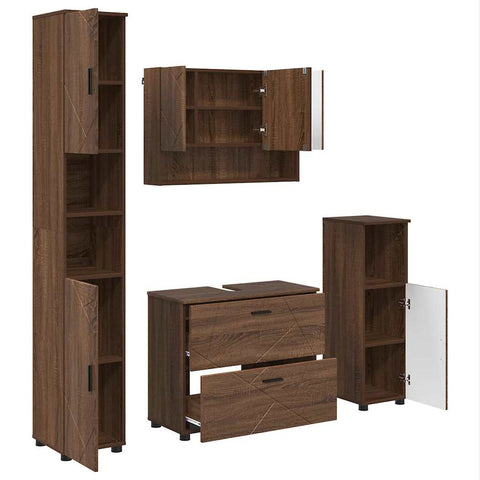 vidaXL Bathroom Furniture Set 4 pcs Brown oak 30 x 35 x 192 cm