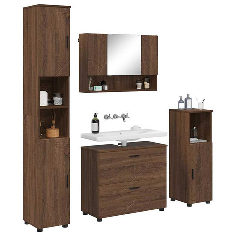 vidaXL Bathroom Furniture Set 4 pcs Brown oak 30 x 35 x 192 cm