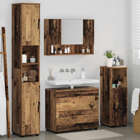 vidaXL Bathroom Furniture Set 4 pcs Old wood 30 x 35 x 192 cm