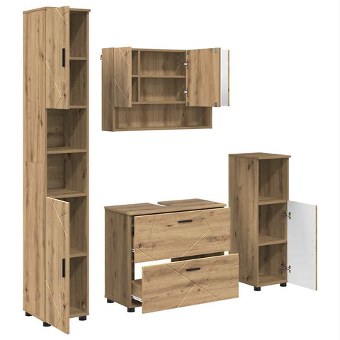 vidaXL Bathroom Furniture Set 4 pcs Artisan oak 30 x 35 x 192 cm