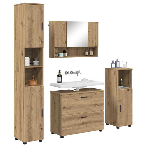 vidaXL Bathroom Furniture Set 4 pcs Artisan oak 30 x 35 x 192 cm