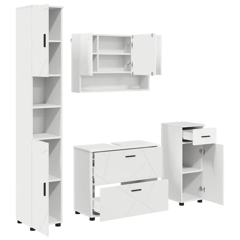 vidaXL Bathroom Furniture Set with Drawer 4 pcs White 30 x 35 x 192 cm