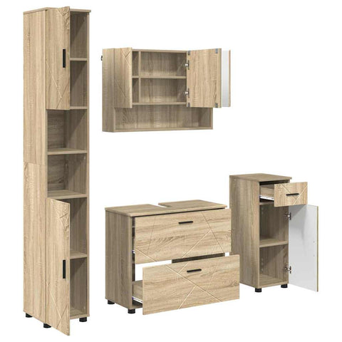 vidaXL Bathroom Furniture Set 4 pcs Sonoma oak 30 x 35 x 192 cm