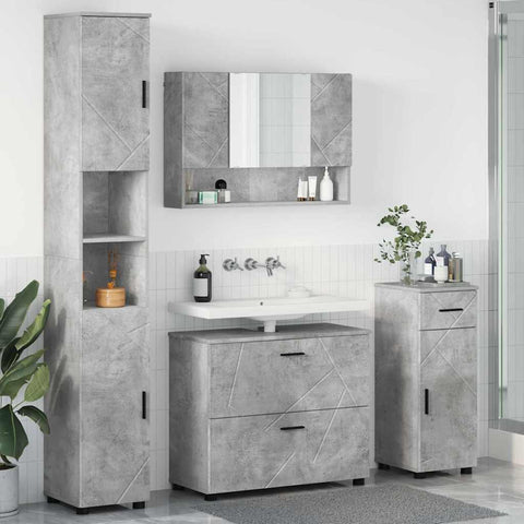 vidaXL Bathroom Furniture Set 4 pcs Concrete grey 30 x 35 x 192 cm
