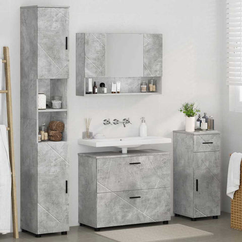vidaXL Bathroom Furniture Set 4 pcs Concrete grey 30 x 35 x 192 cm