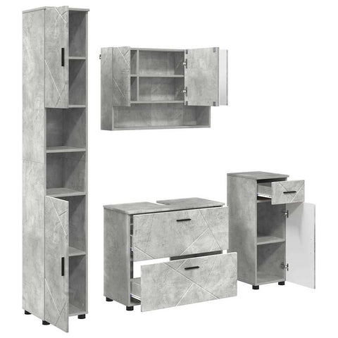 vidaXL Bathroom Furniture Set 4 pcs Concrete grey 30 x 35 x 192 cm