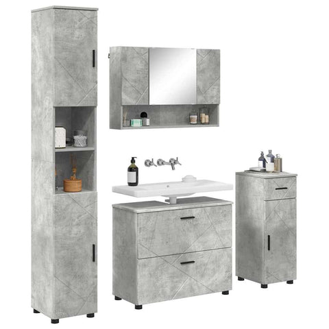 vidaXL Bathroom Furniture Set 4 pcs Concrete grey 30 x 35 x 192 cm