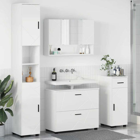 vidaXL Bathroom Furniture Set 4 pcs High gloss white 30 x 35 x 192 cm