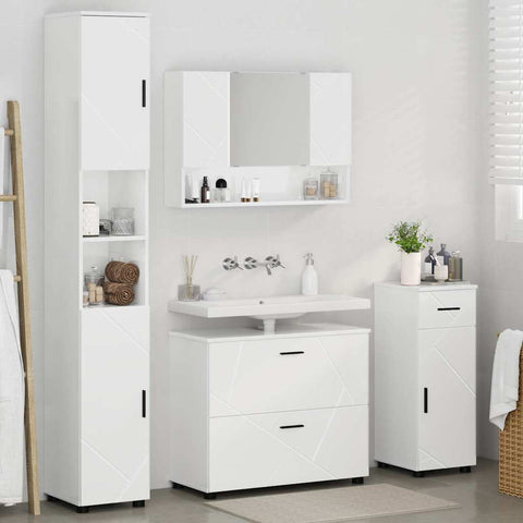 vidaXL Bathroom Furniture Set 4 pcs High gloss white 30 x 35 x 192 cm