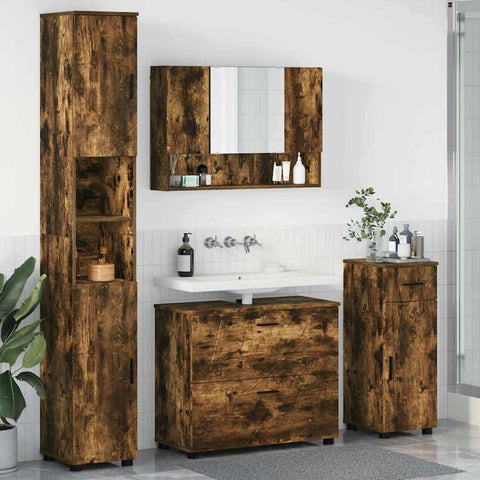 vidaXL Bathroom Furniture Set 4 pcs Smoked oak 30 x 35 x 192 cm